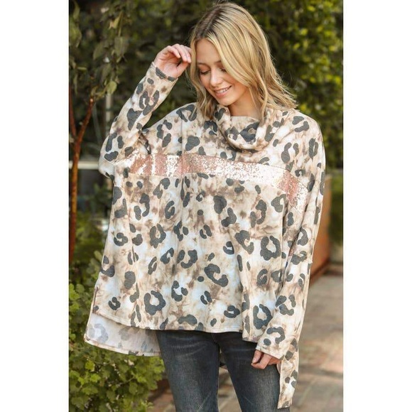 Leopard and Sequin Hi-Low Top - Picture 5 of 9